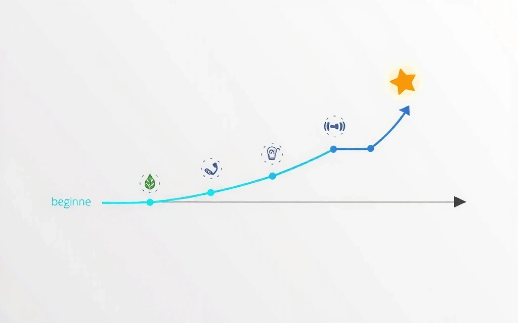 A timeline graphic illustrating the growth of a cleaning company, with milestones and happy customers.