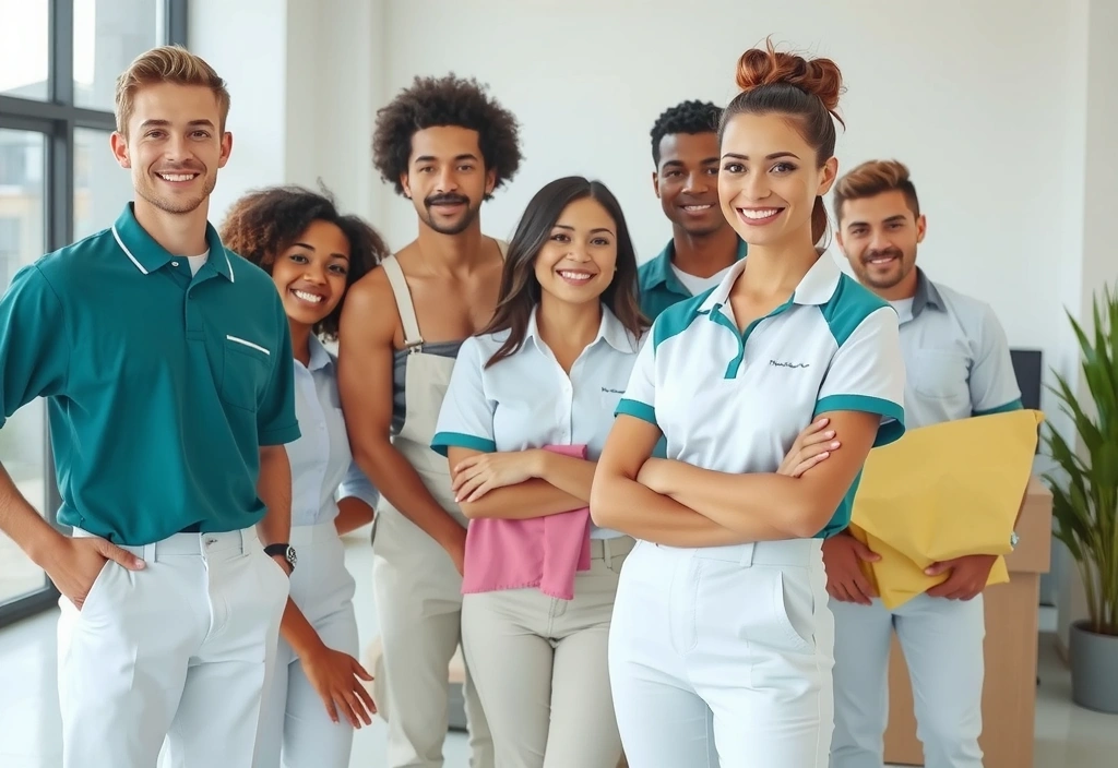 A professional cleaning team smiling, representing dedication and excellence.