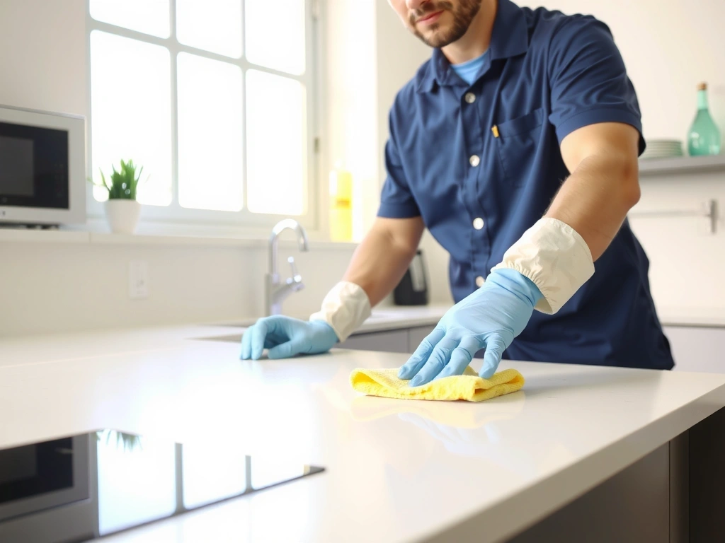 Professional cleaner performing deep cleaning