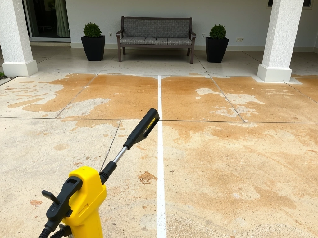 Pressure washing an outdoor patio