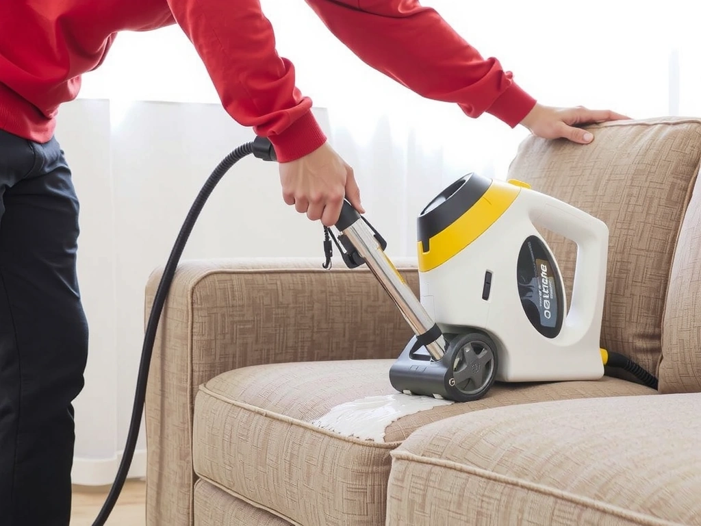 Upholstery cleaning in progress